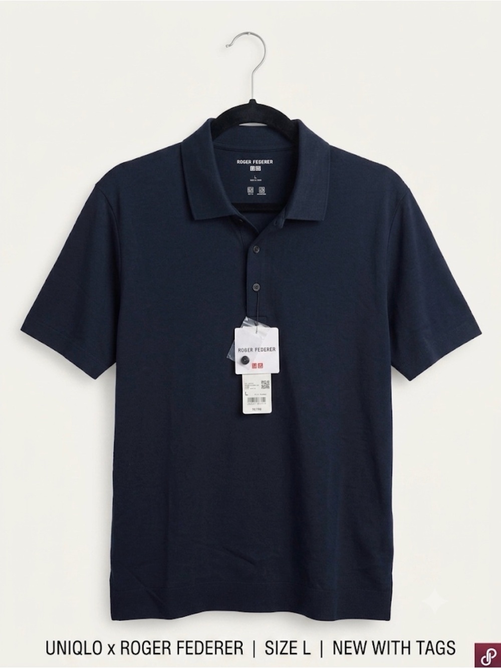 NWT Uniqlo x Roger Federer DRY-EX Tennis Polo Shirt Black Size L Limited Ed